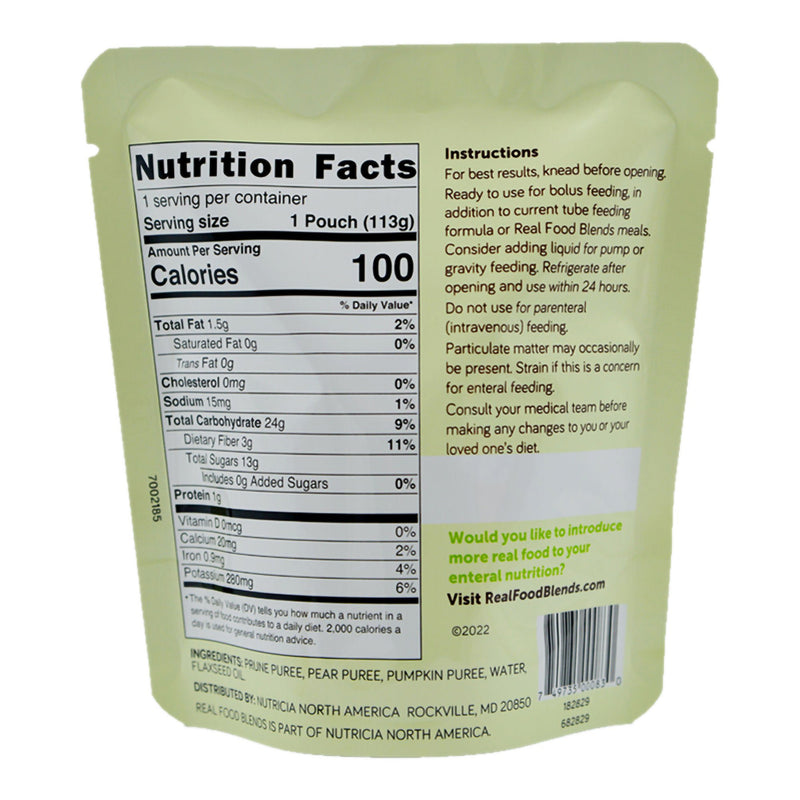 Tube Feeding Formula Real Food Blends Mini Prunes / Pears / Pumpkin Flavor Liquid 4 oz. Pouch