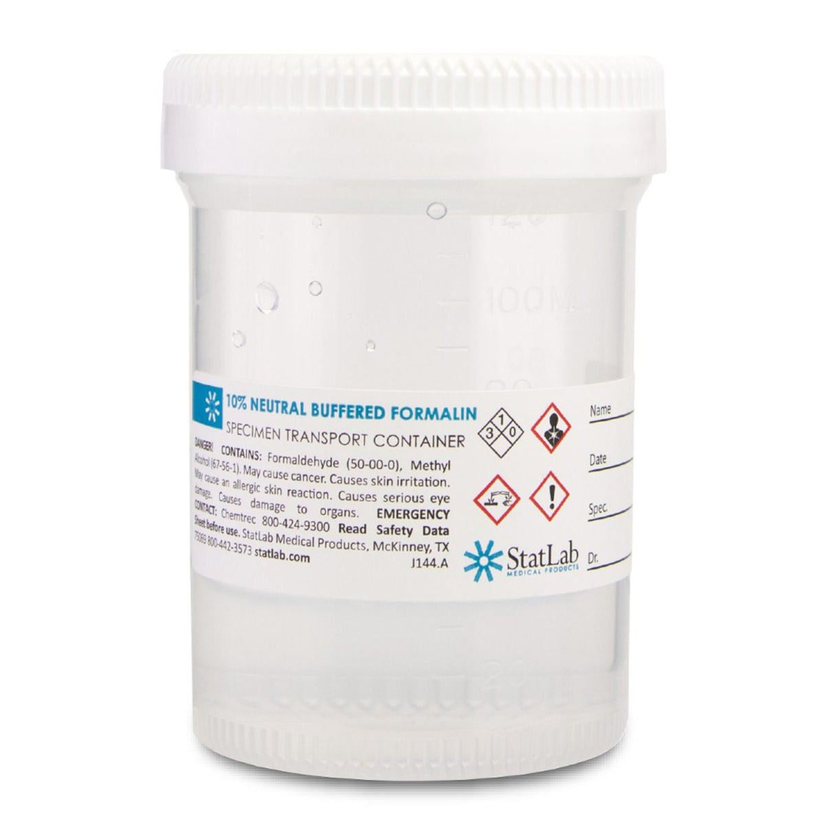 StatClick Prefilled Formalin Container, 60 mL Fill in 120 mL (Case of 96)