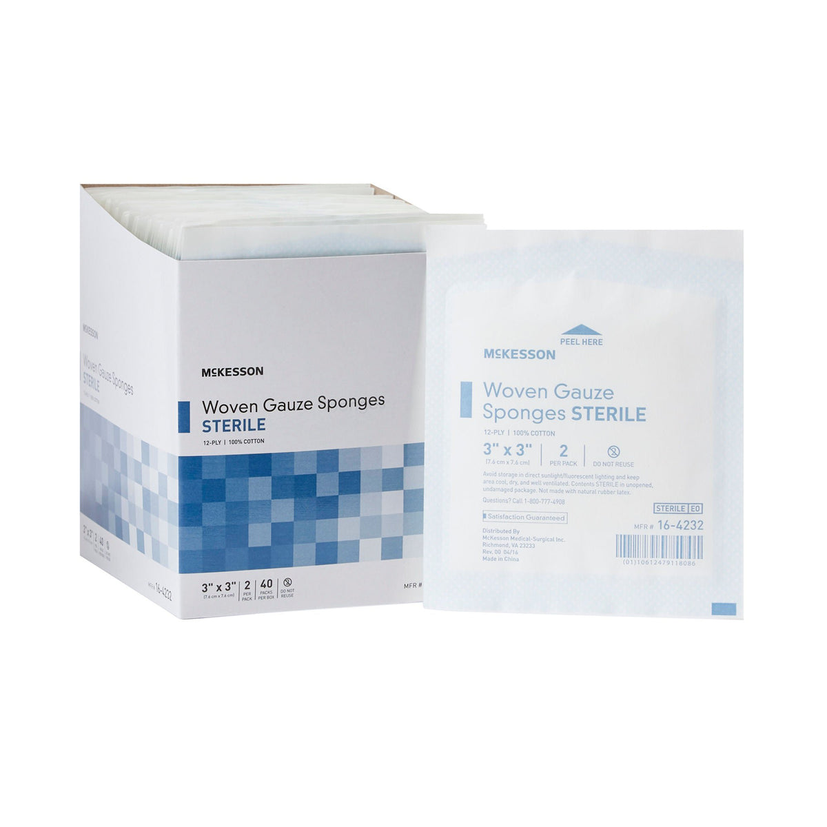 McKesson Sterile Gauze Sponge, 3 x 3 Inch, 12-Ply (Case of 2400)