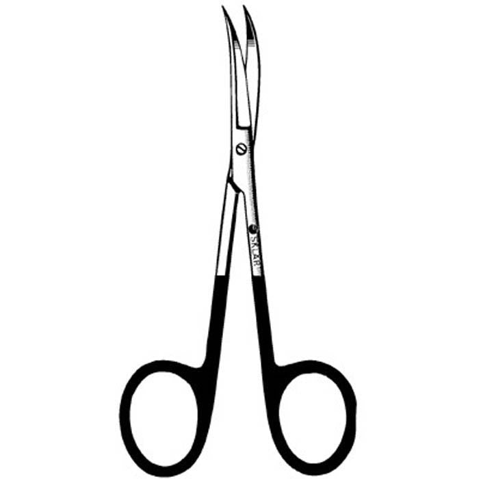 Iris Scissors Sklarhone 4-1/2 Inch Length OR / Surgical Grade German Stainless Steel NonSterile Finger Ring Handle Curved on Flat Sharp Tip / Sharp Tip (Box of 50)