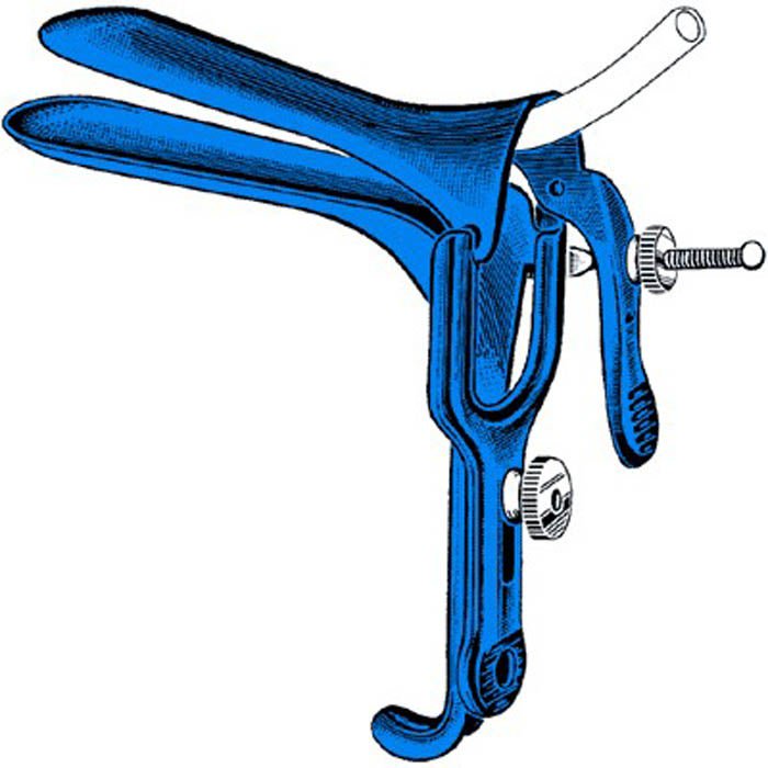 Electrosurgical Vaginal Speculum Sklar Blue Graves NonSterile OR Grade Coated Stainless Steel Medium With DSE Loop Reusable Without Light Source Capability