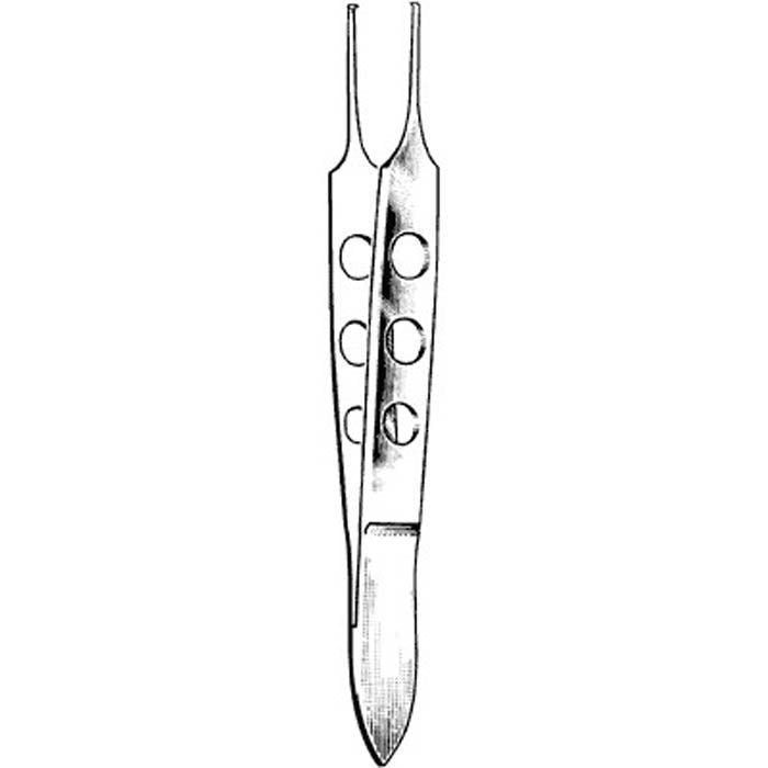 Iris Forceps Merit Bishop-Harmon 3-1/2 Inch Length Floor / Office Grade Pakistani Stainless Steel NonSterile NonLocking Thumb Handle Straight 1 X 2 Teeth