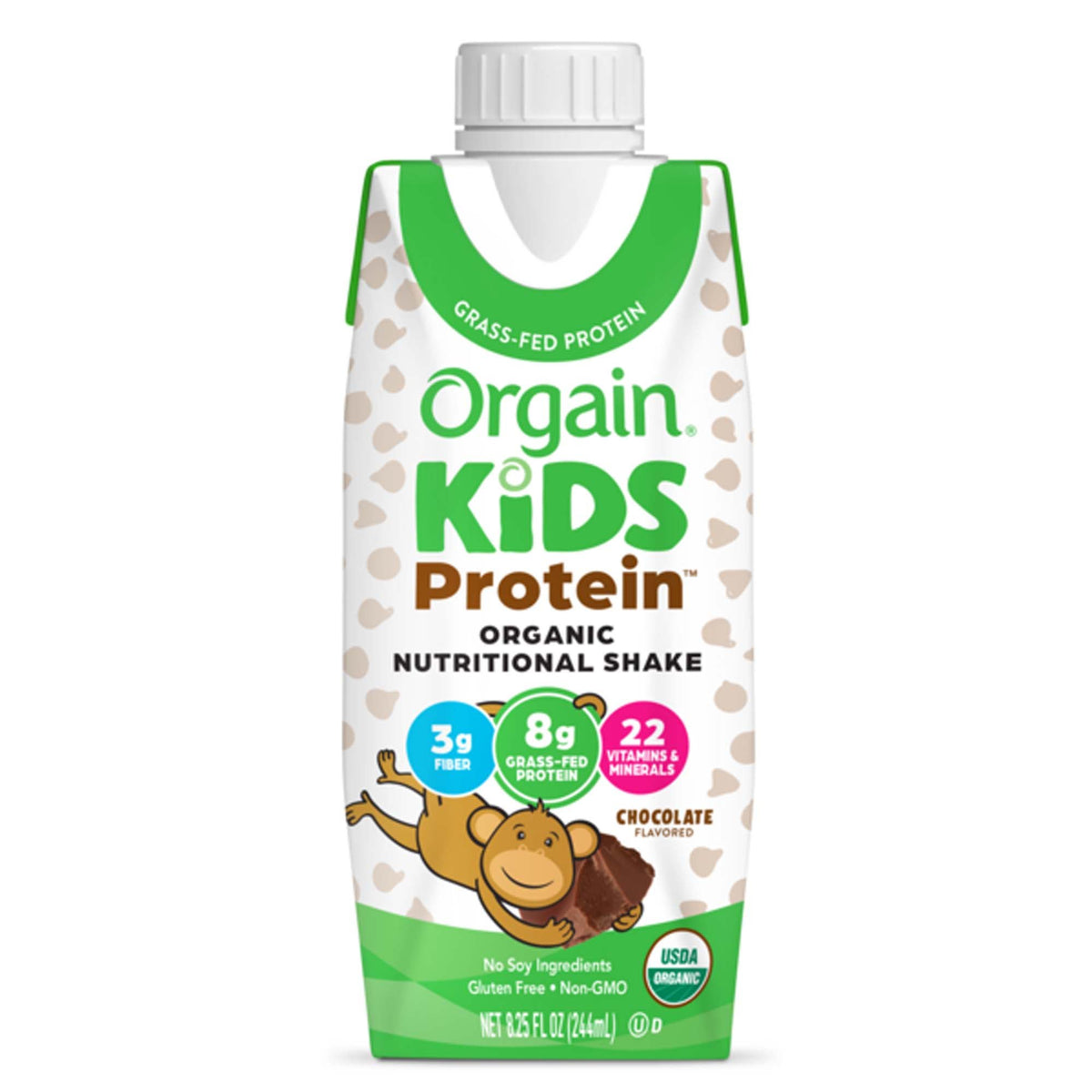 Pediatric Oral Supplement Orgain Kids Protein Organic Nutritional Shake Chocolate Flavor 8.25 oz. Carton Liquid Protein (Case of 12)