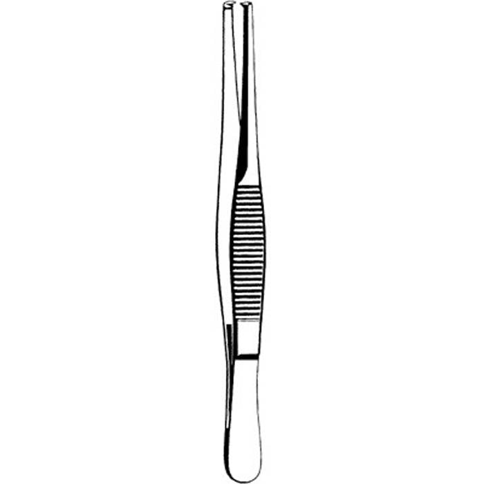 Tissue Forceps Econo 4-1/2 Inch Length Floor / Office Grade Pakistani Stainless Steel NonSterile NonLocking Thumb Handle Straight 1 X 2 Teeth 