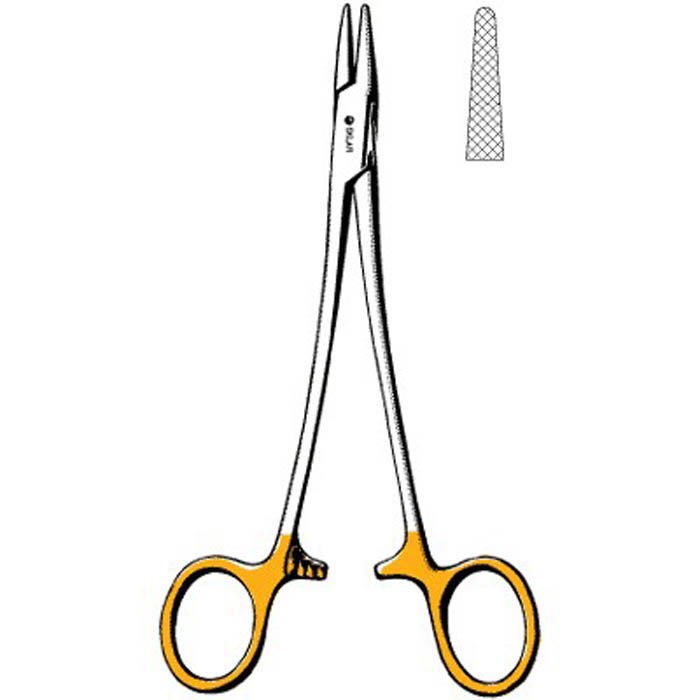 Needle Holder Sklar TC Mayo-Hegar 10-1/2 Inch Length Straight Serrated Tips Finger Ring Handle 