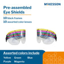 Eye Shield McKesson Pre-Assembled Anti-fog / Anti-glare / Anti-static Coating Clear Tint Plastic Film Lens Black Frame Over Ear One Size Fits Most (Case of 100)