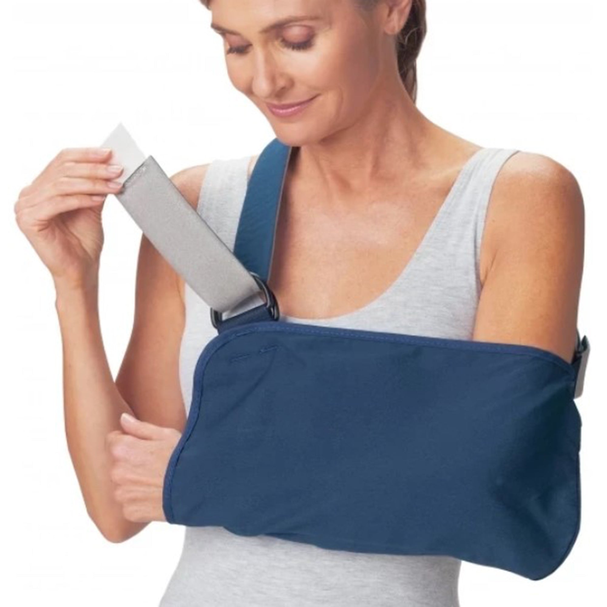Arm Sling with Padded Strap Procare Blue Vogue D-Ring / Hook and Loop Strap Closure Small 