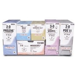 Absorbable Suture with Needle GUT PLAIN Plain Gut SC-1 Straight Reverse Cutting Needle Size 4-0 Monofilament (Box of 36)