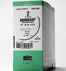 Nonabsorbable Suture with Needle Monosof Nylon C-14 3/8 Circle Reverse Cutting Needle Size 3-0 Monofilament
