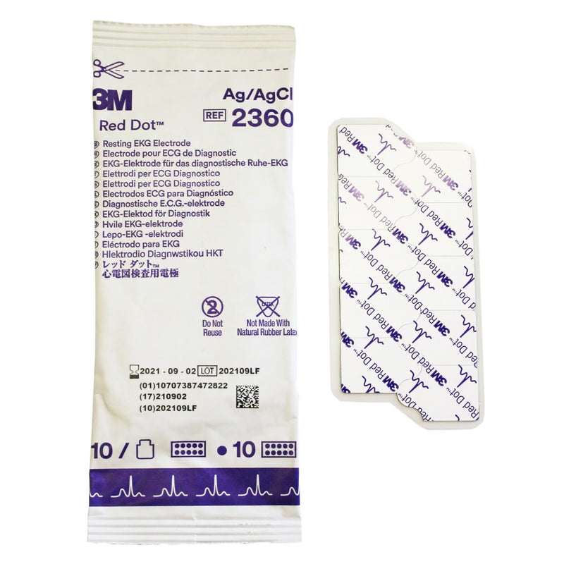 ECG Resting Electrode 3M Red Dot Tab Connector Conductive Adhesive Gel Adult Radiolucent 10 per Pack (Case of 4000)