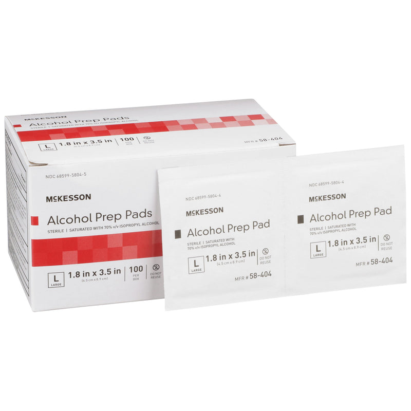 McKesson Alcohol Prep Pad Isopropyl Alcohol, 1-4/5 x 3-1/2 Inch (Case of 1000)