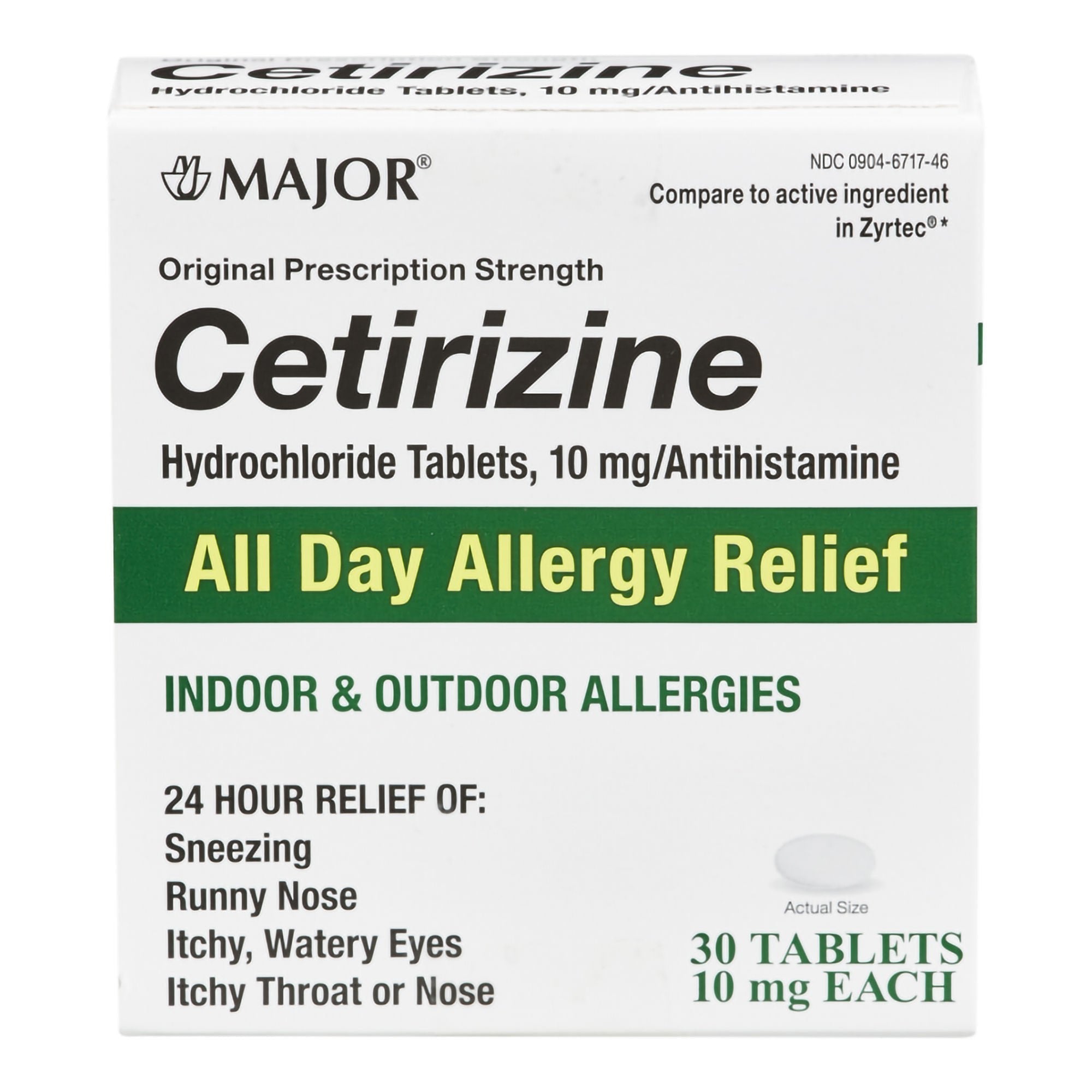 Major Cetirizine Antihistamine (Bottle of 30) 