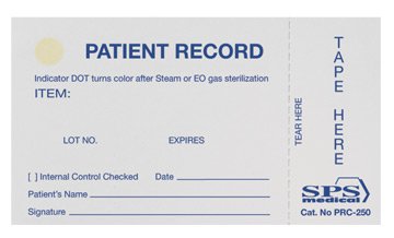 SPS Medical Sterilization Record Card for Tracking Sterilized items to Patient (Pack of 250)