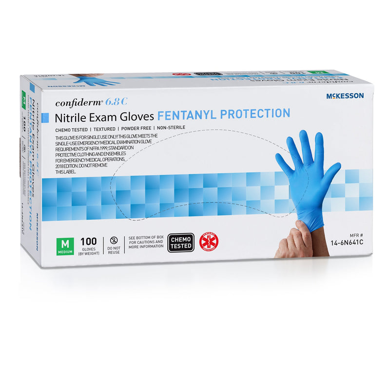 McKesson Confiderm 6.8C Nitrile Exam Glove, Medium, Blue (Case of 10 Boxes)