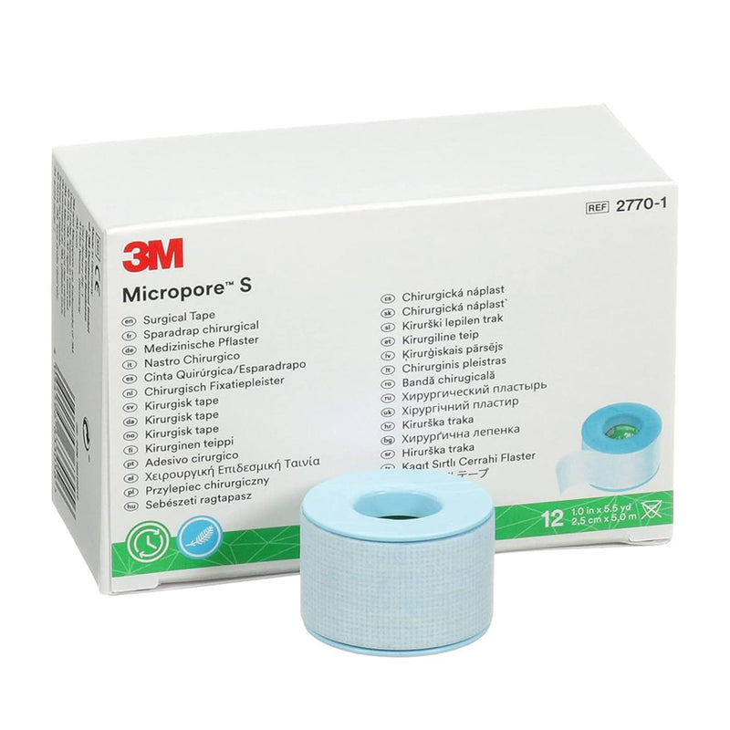 Solventum Corporation 3M Micropore S Silicone Medical Tape, 1 Inch x 1-1/2 Yard, Blue (500/CS) 