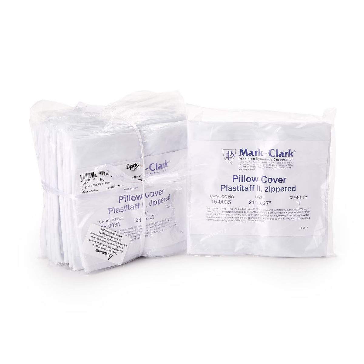 Mark-Clark White 4 mil Plastistaff Pillow Cover With Zip, 21 x 27 Inch (Case of 12)