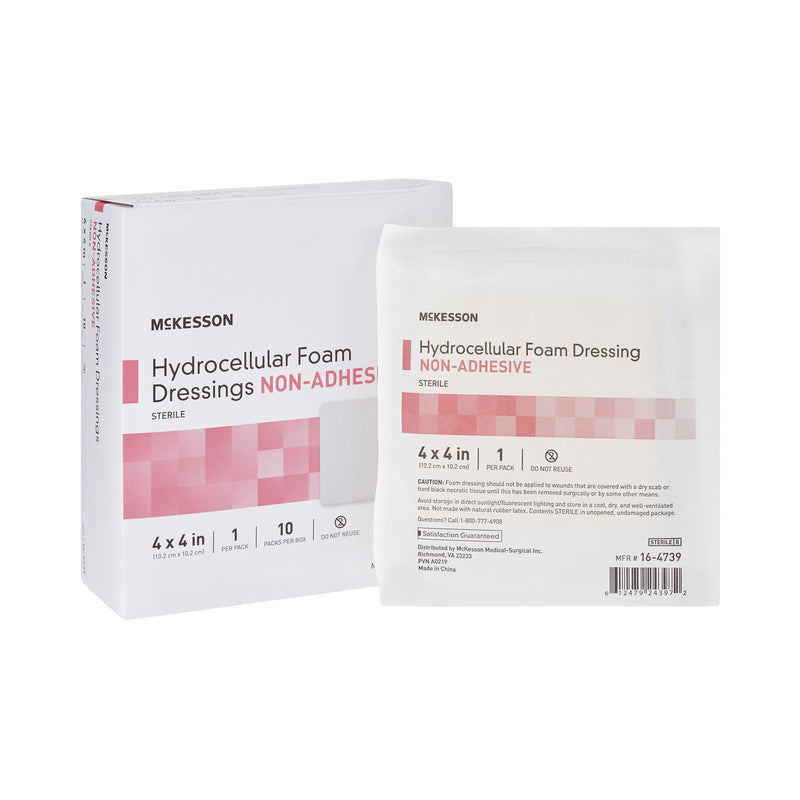 McKesson Nonadhesive without Border Foam Dressing, 4 x 4 Inch (Case of 10 Boxes)