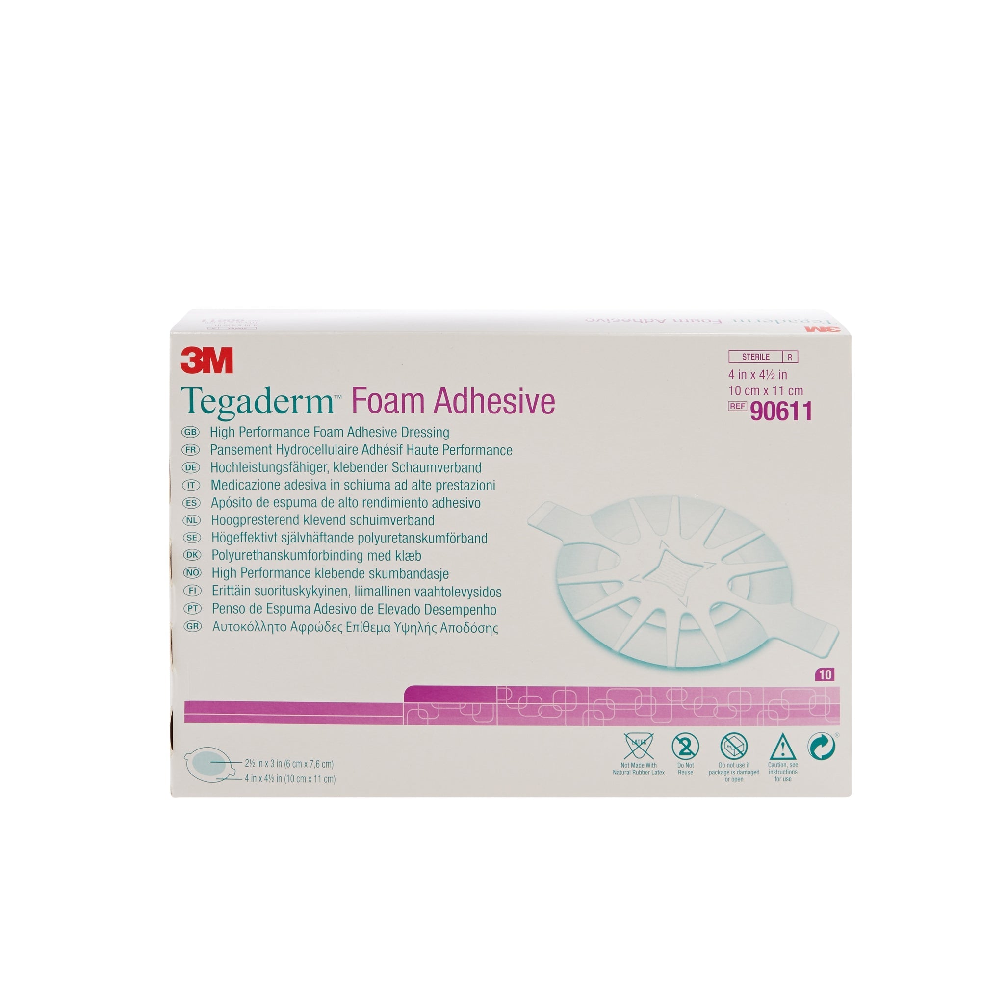 Solventum Corporation 3M Tegaderm High-Performance Foam Dressing Adhesive, 4 x 4½ Inch (40/CS) 