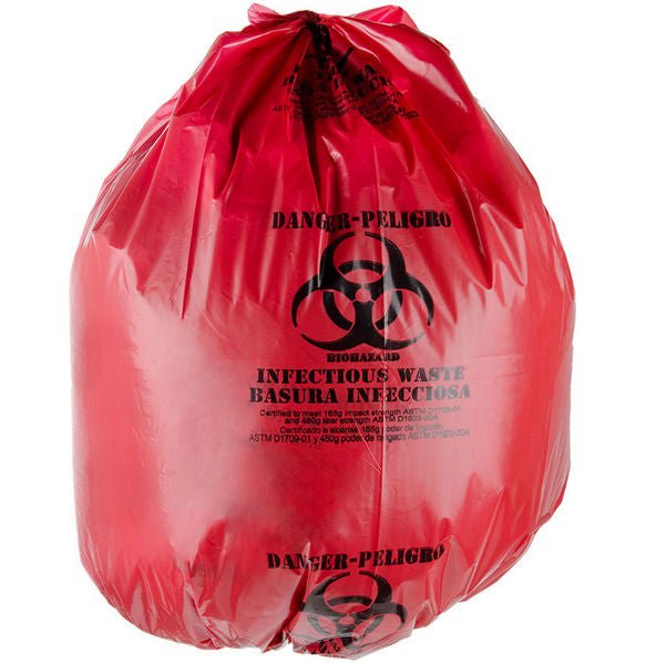 Bio-Bag Biohazard Waste Bag, Red with Biohazard Pictogram (Box of 50)