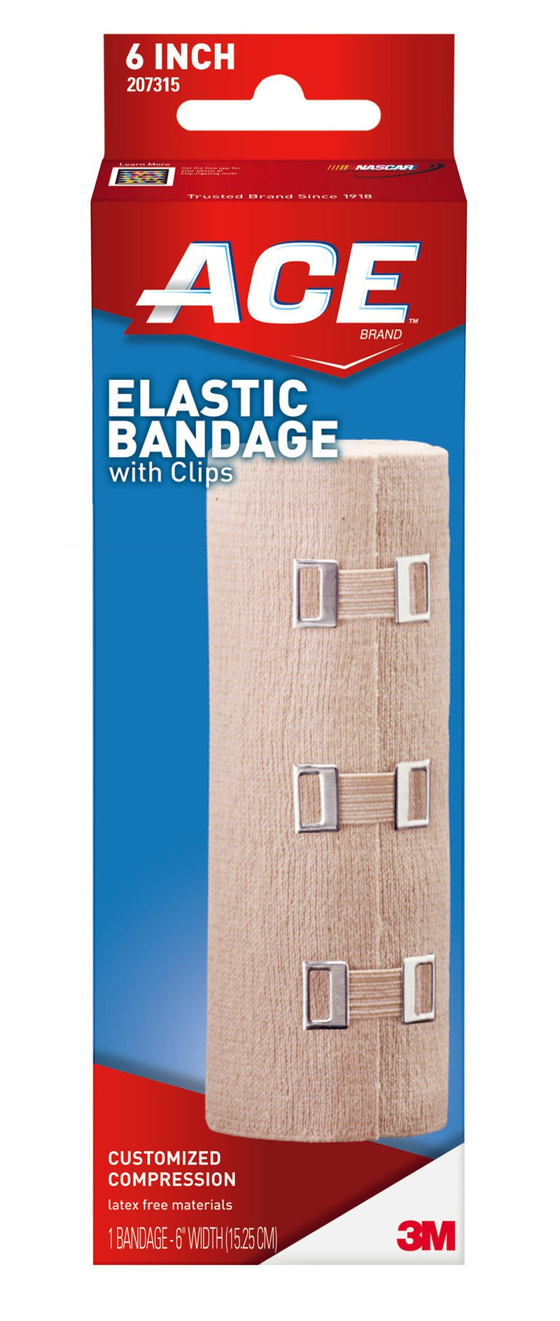 3M Ace Clip Detached Closure Elastic Bandage, 6 Inch x 5-1/3 Foot (Case of 36)