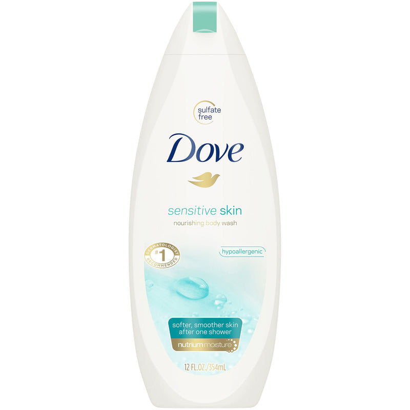 Dove Sensitive Skin Body Wash, Unscented, 12-ounce Bottle (Each)