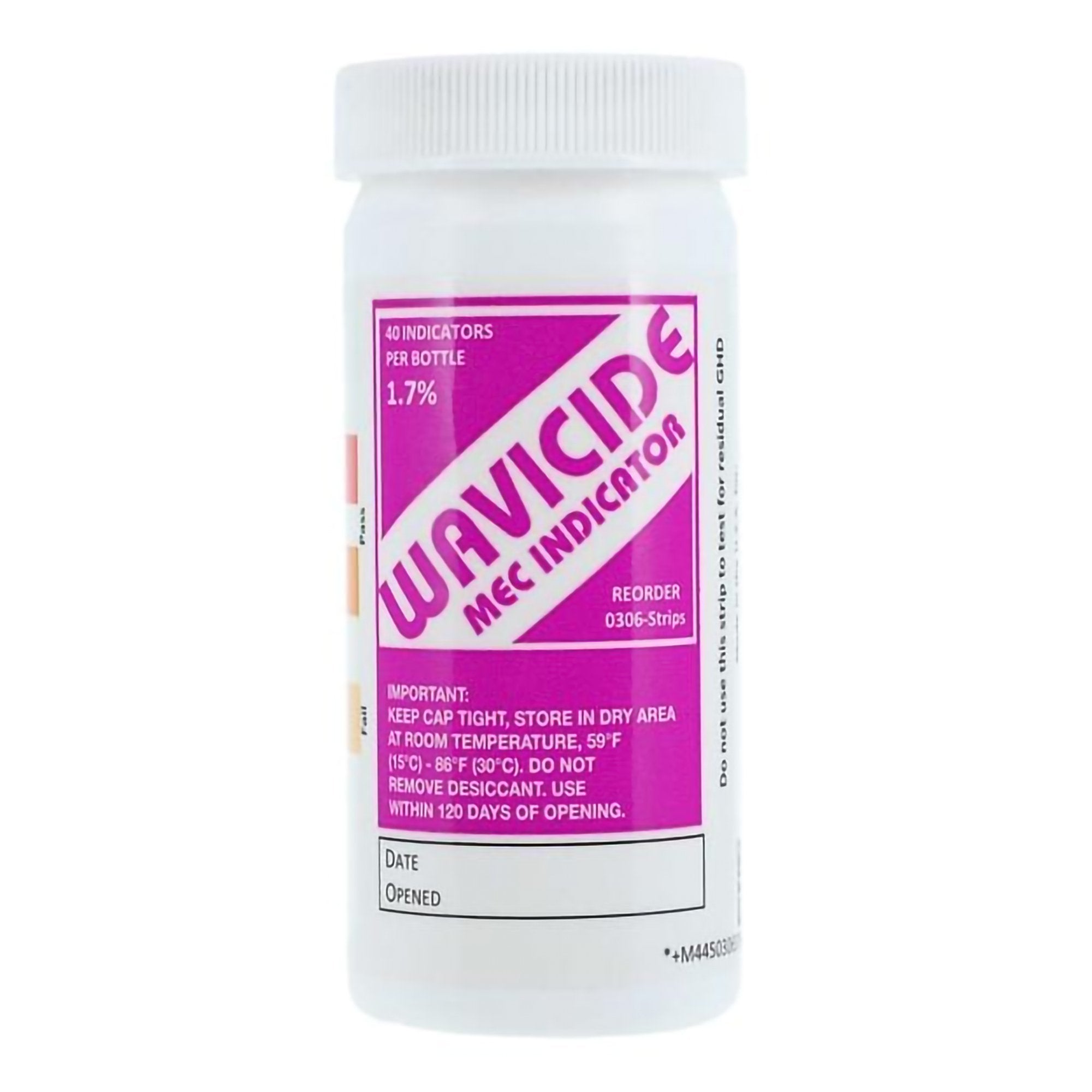 Medical Chemical Glutaraldehyde Concentration Indicator Wavicide-01 RTU Pad 40 Test Strips Bottle Single Use (40/BT) 