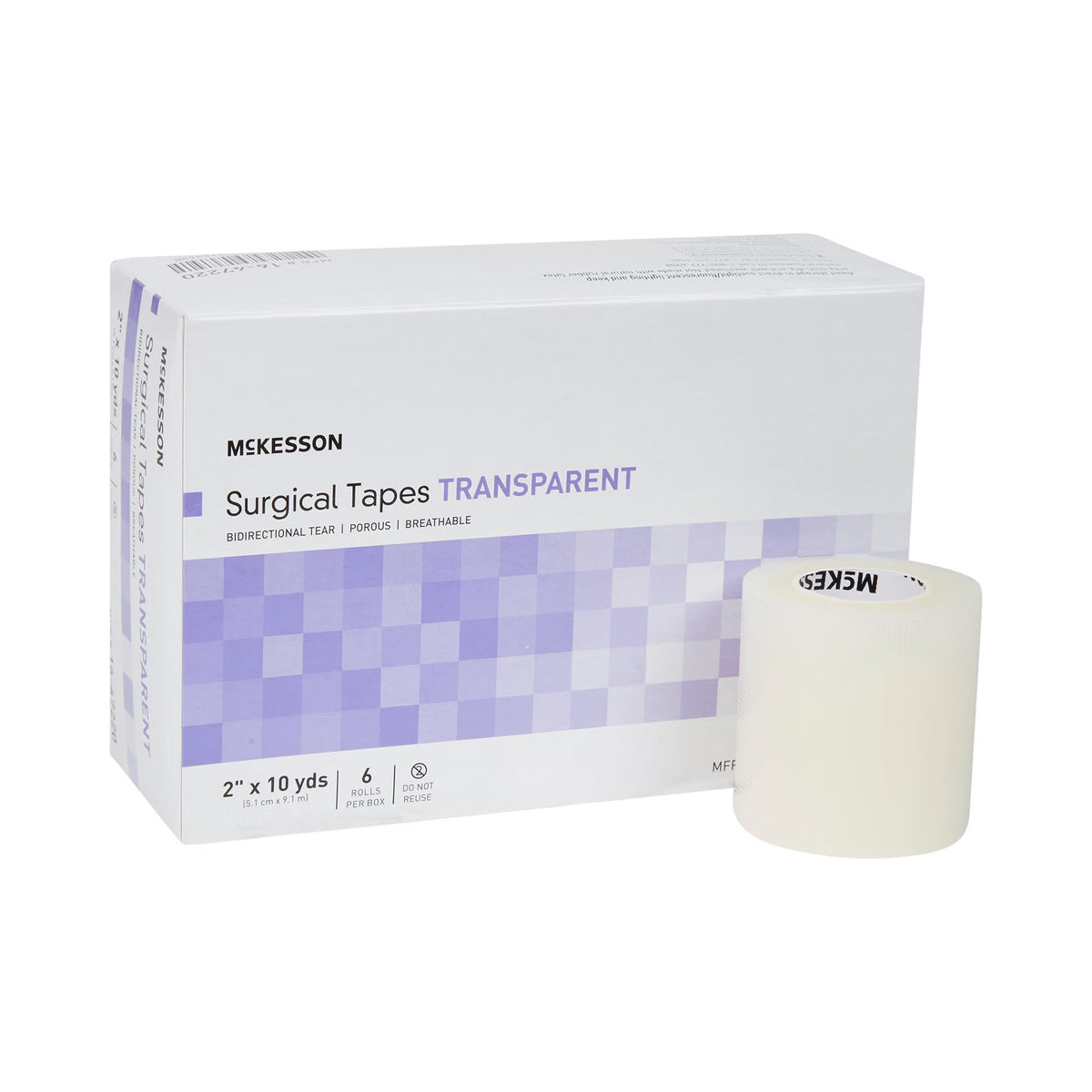 McKesson Plastic Medical Tape, 2 Inch x 10 Yard, Transparent (Case of 12)