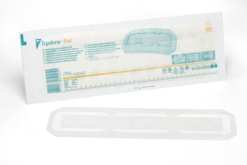 Solventum Corporation 3M Tegaderm Transparent Film Dressing with Pad, 3-1/2 x 13-3/4 Inch (100/CS) 
