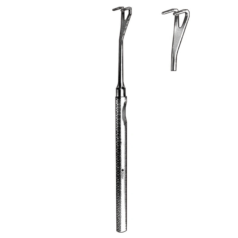 Sklar Mannerfelt Retractor - 6", 2 Prongs, Blunt, Flat, Serrated, Narrow Spacing - 47-2603 