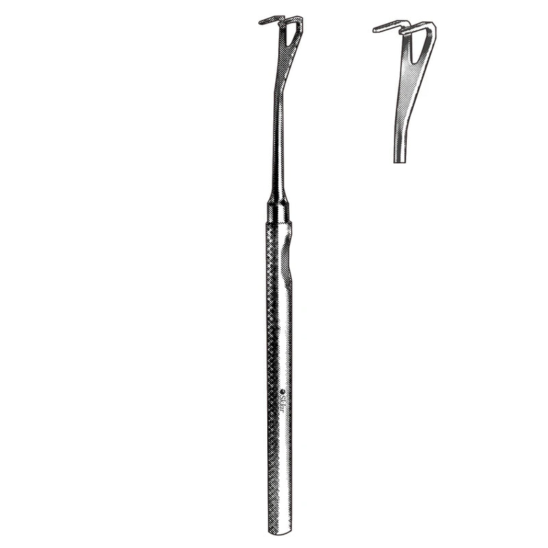 Sklar Mannerfelt Retractor - 6", 2 Prongs, Blunt, Flat, Serrated, Narrow Spacing - 47-2603