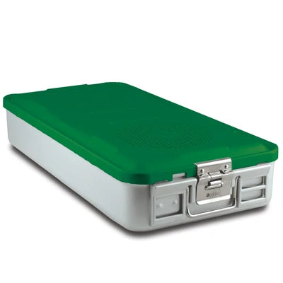 SklarLite Sterilization Container - Full-Size, Safe Lid, Perforated Bottom, 23" x 11" x 4", Green - 10-4044