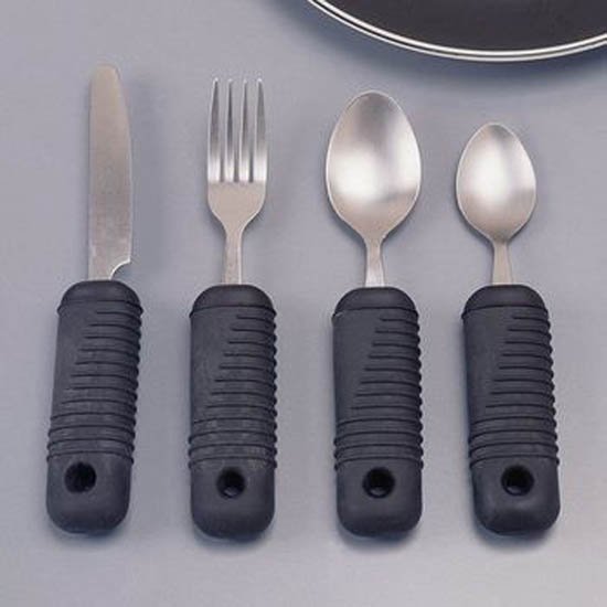 Performance Health Tablespoon Sure Grip Adaptive Silver / Black Rubber / Stainless Steel 