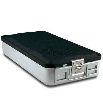 SklarLite Sterilization Container - Full-Size, Safe Lid, Perforated Bottom, 23" x 11" x 4", Black - 10-4046 