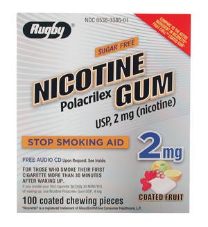 Rugby Stop Smoking Aid Gum 2 mg Fruit Flavor (Pack of 100)