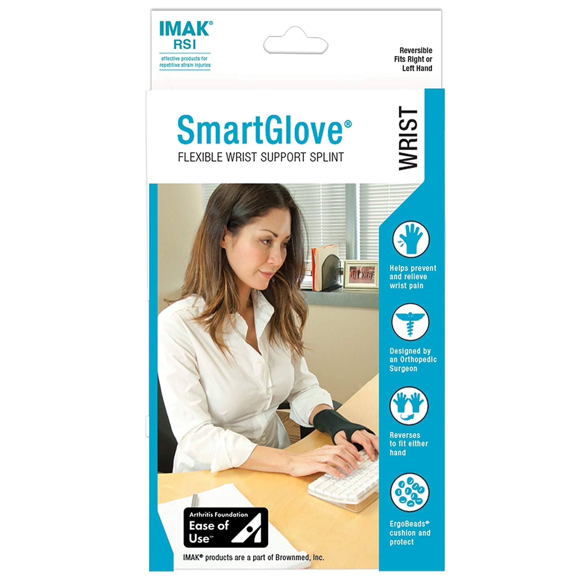 Brownmed IMAK RSI SmartGlove with Thumb Support Glove, Large, Black 