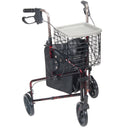 drive Deluxe 3 Wheel Rollator, Red (Each)