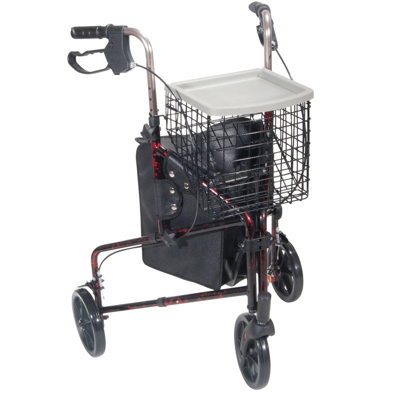 Drive DeVilbiss Healthcare drive Deluxe 3 Wheel Rollator, Red 