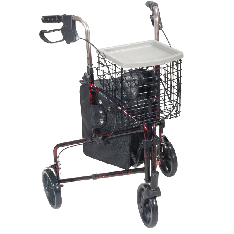drive Deluxe 3 Wheel Rollator, Red (Each)