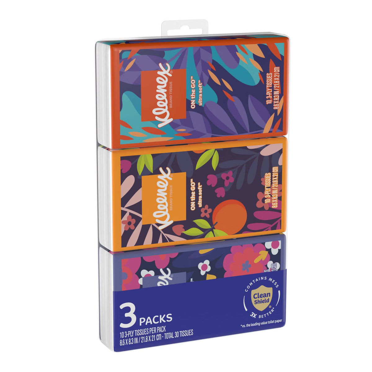 Facial Tissue Kleenex On the Go White 8-3/5 X 8-3/10 Inch 15 Count (Case of 36 Packs)