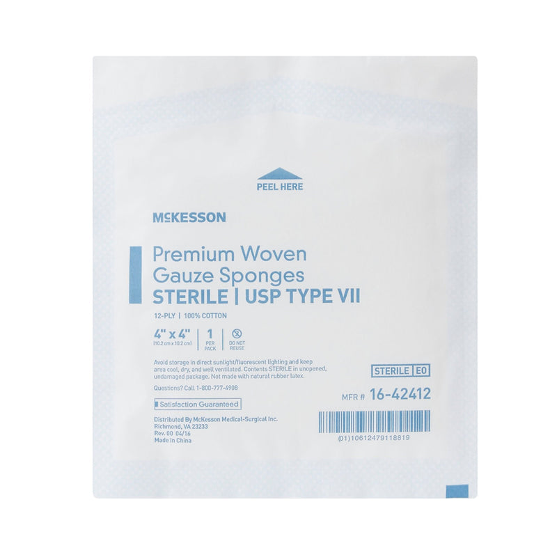 McKesson Sterile USP Type VII Gauze Sponge, 4 x 4 Inch, 12-Ply (1200/CS) 