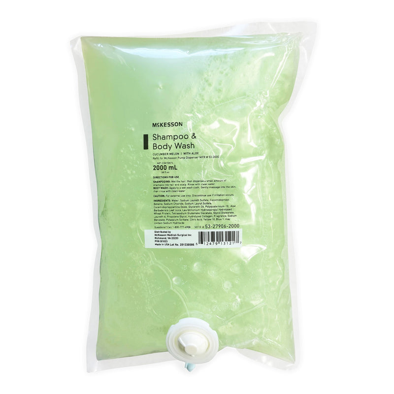 McKesson Shampoo and Body Wash Dispenser Refill Bag 2000 mL, Cucumber Melon (Case of 4)