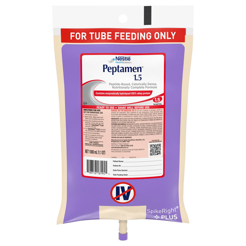 Peptamen 1.5 Peptide-Based Nutritionally Complete Formula, 1 Liter Bag (Case of 6)