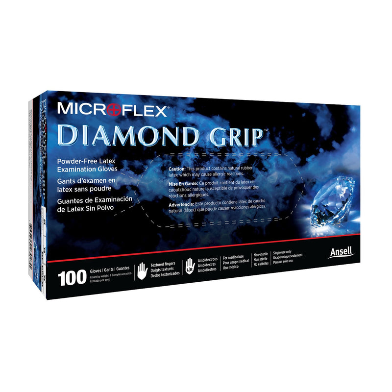 Microflex Medical Diamond Grip Latex Exam Glove, Large, White (1000/CS) 