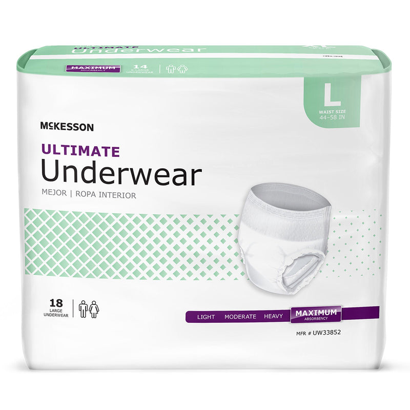 McKesson Ultimate Heavy Absorbency Incontinence Underwear, Large (Case of 72)