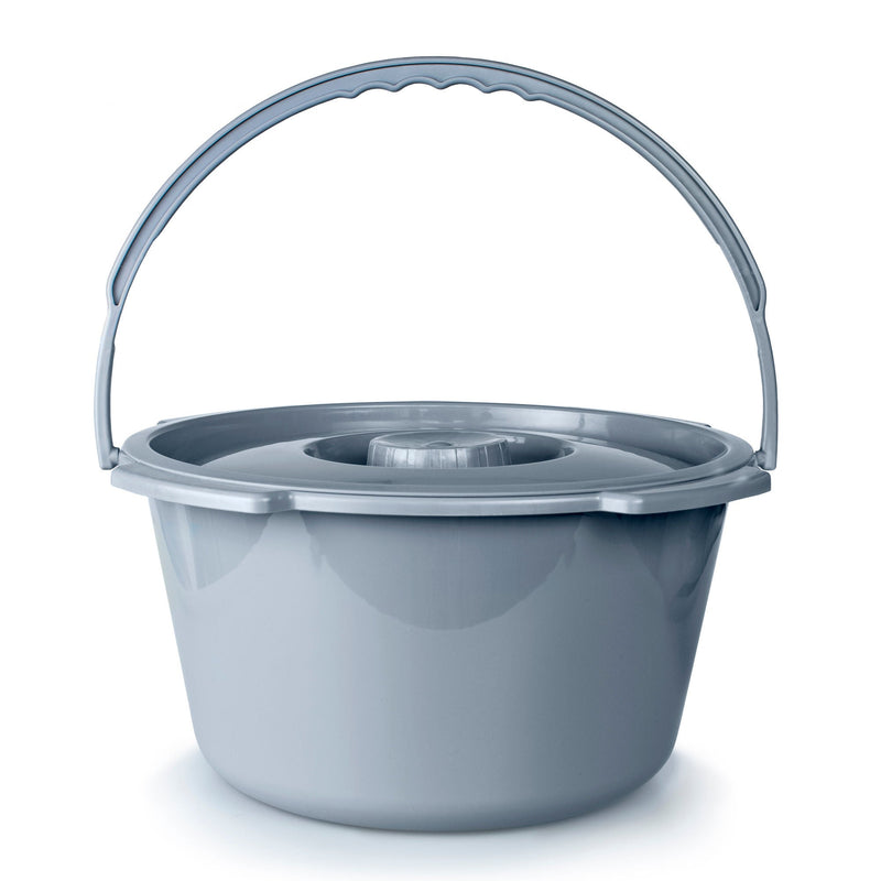 McKesson Commode Bucket With Metal Handle And Cover, 7-1/2 Quart, Gray (Case of 12)