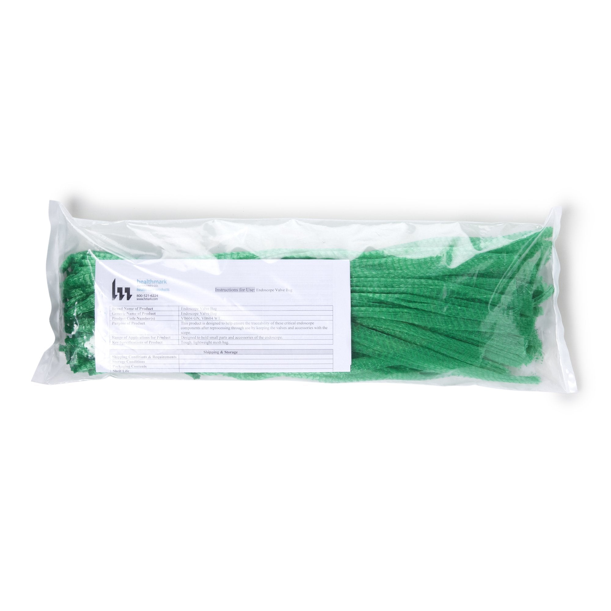 Healthmark Industries Valve Bag Valvesafe Plastic Mesh, Green (100/PK) 