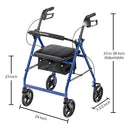McKesson Blue Four-Wheel Rollator, 33 to 38 Inch Handle Height (Case)