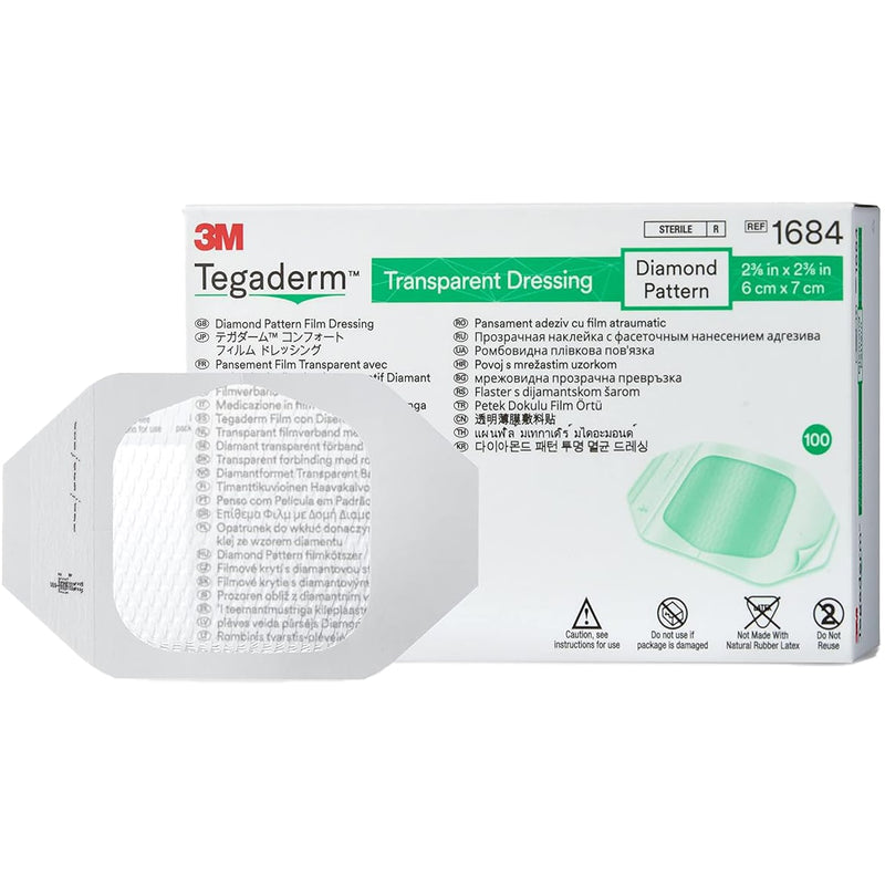 3M Tegaderm Diamond Pattern Film Dressing  2.375" x 2.75" (6 cm x 7 cm) [400/Case]