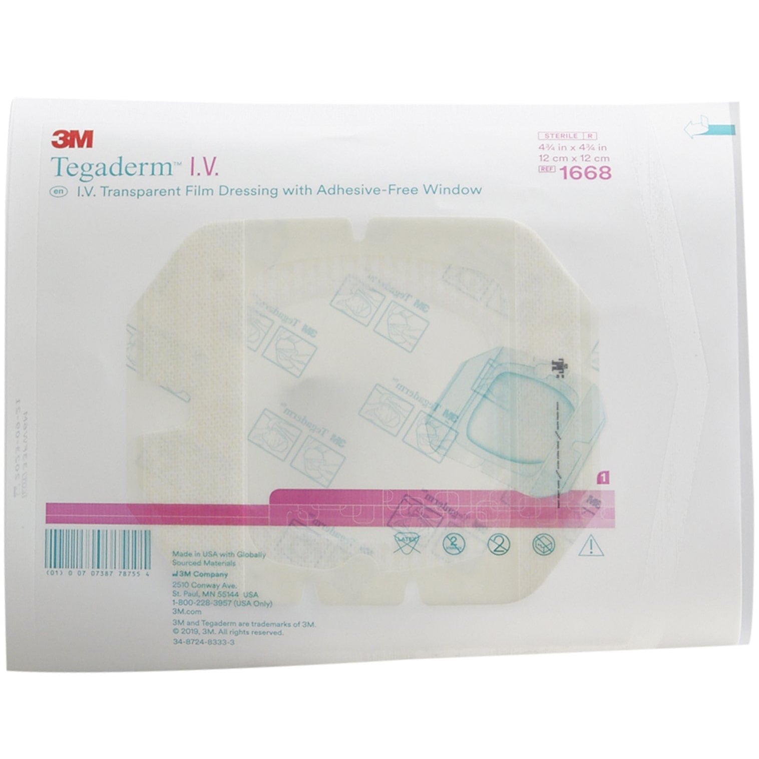 3M Tegaderm I.V. Transparent Film Dressing with Adhesive-Free Window packaging