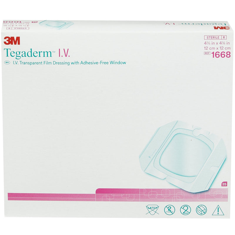 3M Tegaderm I.V. Transparent Film Dressing with Adhesive-Free Window box